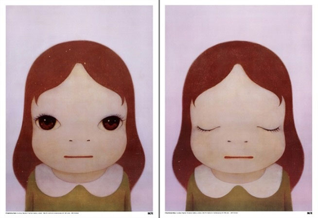 セール終了【内山田画廊】ならともみ イラスト的絵画 突きつけ 検:奈良美智 