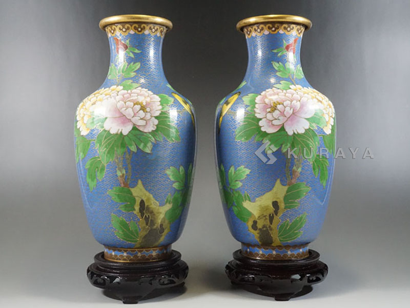 中國美術 仲良い 景泰蓝 花瓶 七宝焼 壺 